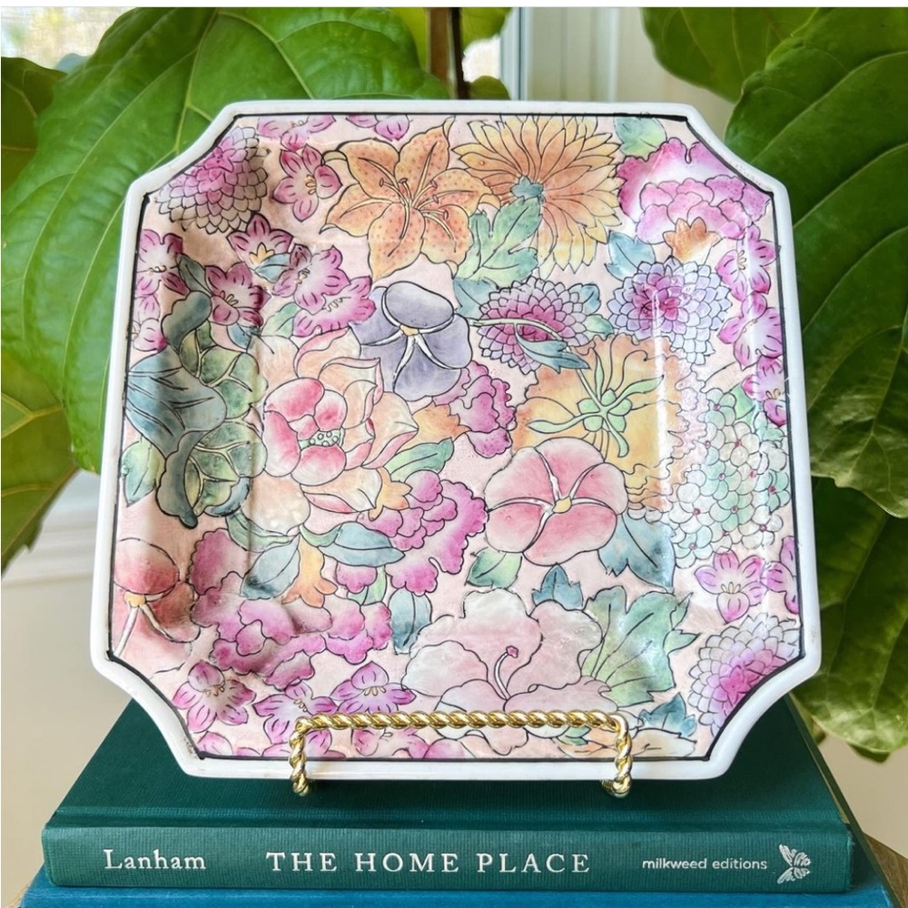 Square floral trinket dish